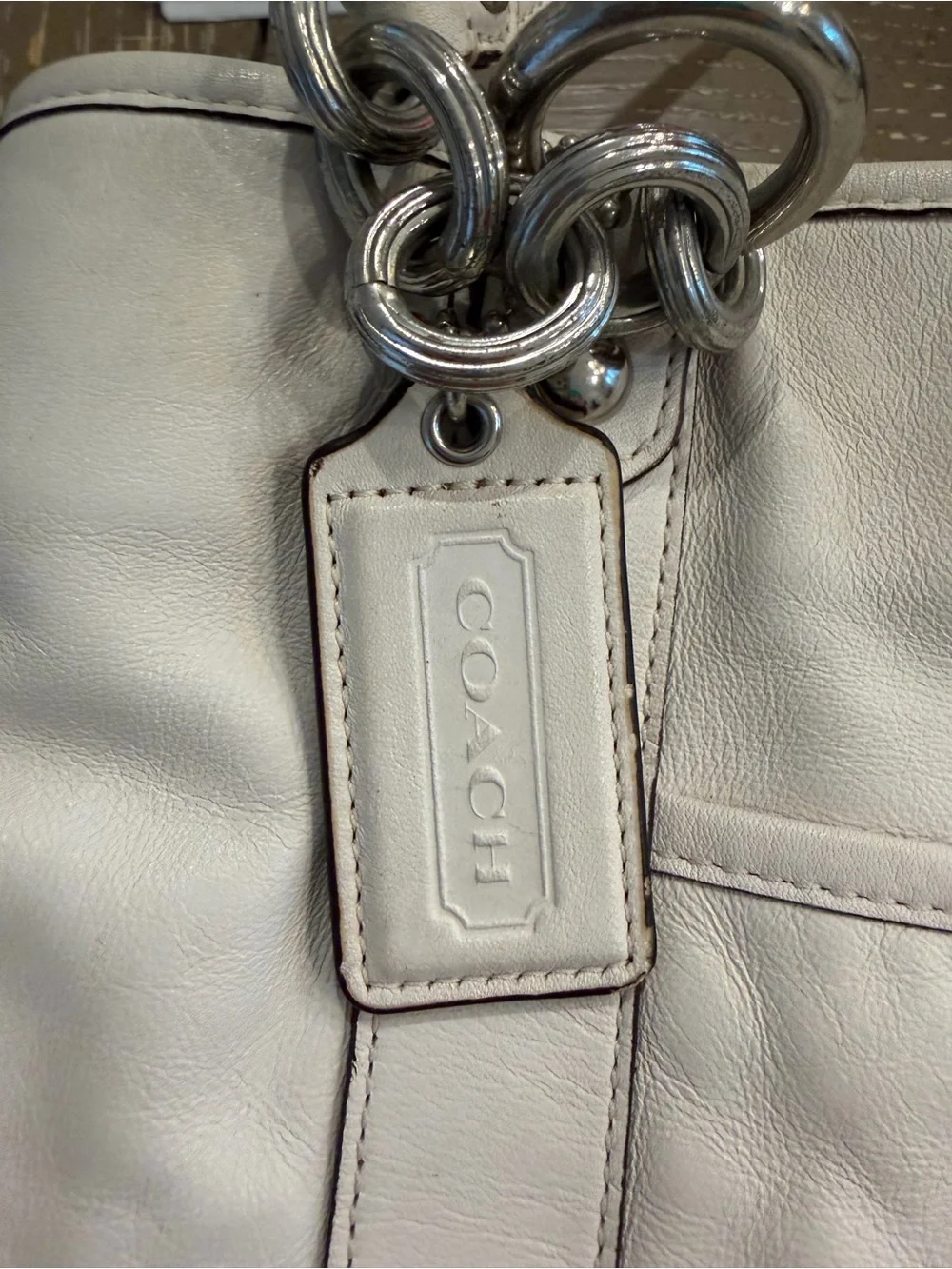 Coach Poppy Pushlock Tote with Front Flap Pocket.